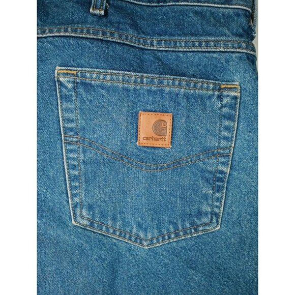 Carhartt Jeans Mens 46 Blue Denim Relaxed Fit Cotton Work Pants B17 Workwear - Picture 6 of 9